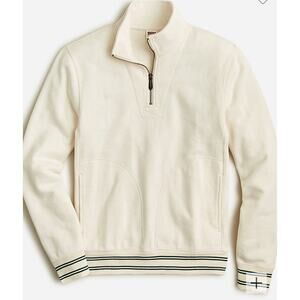 J.Crew Half-zip ribbed terry pullover CLASSIC IVORY PINE COMBO Large